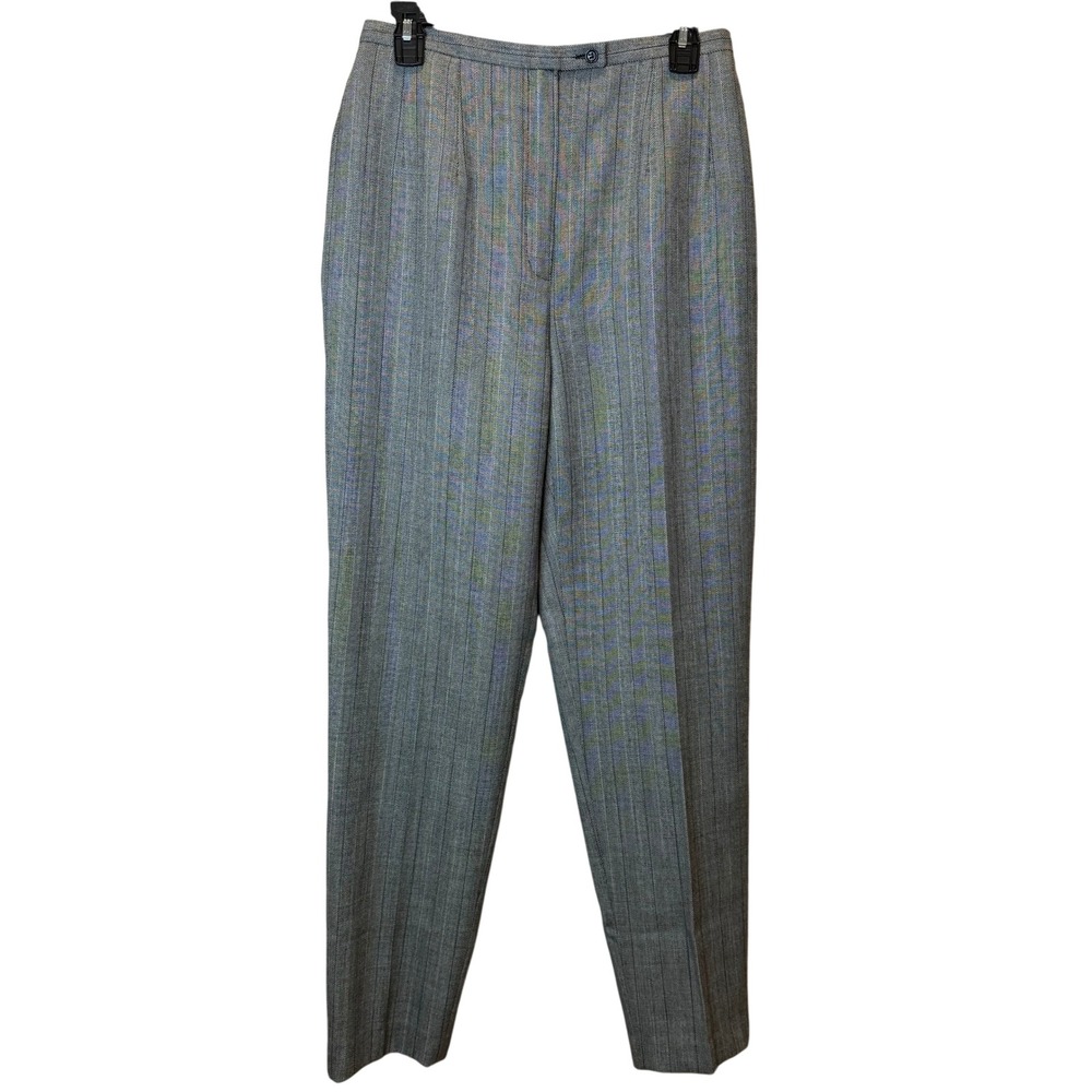 Harve Benard Sport 100% Wool Gray Pinstripe Trousers Dress Pants Womens Size 10